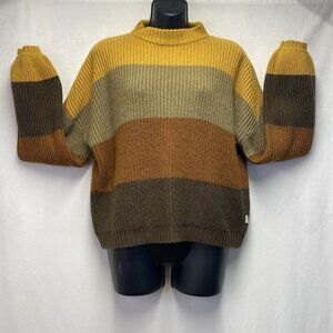 Brixton Color-Block Mock Neck Ballon Sleeve Madero Sweater Women XS Multicolor
